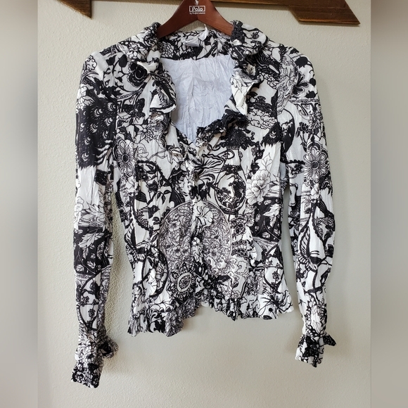 Alberto Makali Vintage Floral Ruffle Zip up jacket. Womens size S - Picture 1 of 6